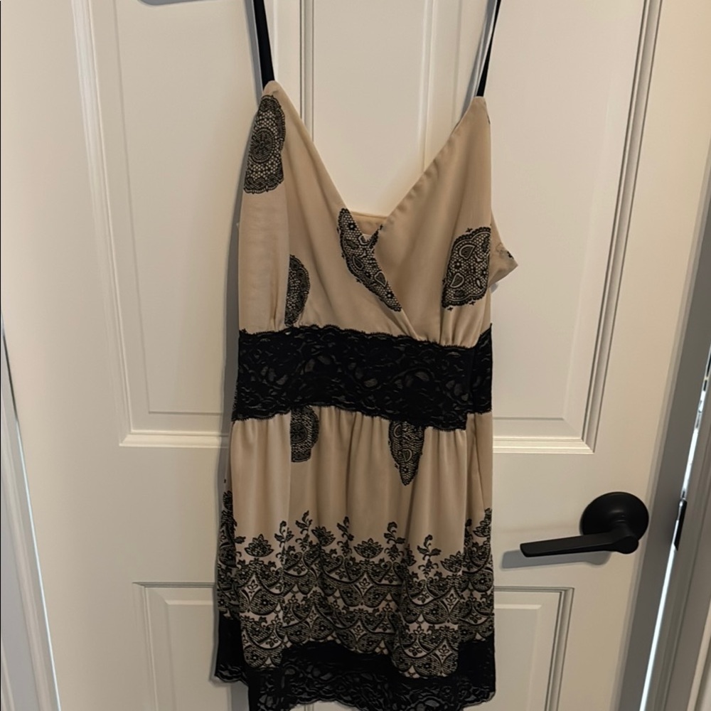 Beige and Black Lace top